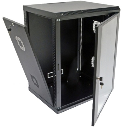 Шкаф настенный CMS 15U 600х500х773 мм (Ш*Г*В), акриловое стекло, черная (UA-MGSWA155B)