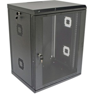 Шафа настінна CMS 15U 600х500х773 мм (Ш*Г*В), акрилове скло, чорна (UA-MGSWA155B)