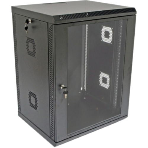 Шкаф настенный CMS 15U 600х500х773 мм (Ш*Г*В), акриловое стекло, черная (UA-MGSWA155B)
