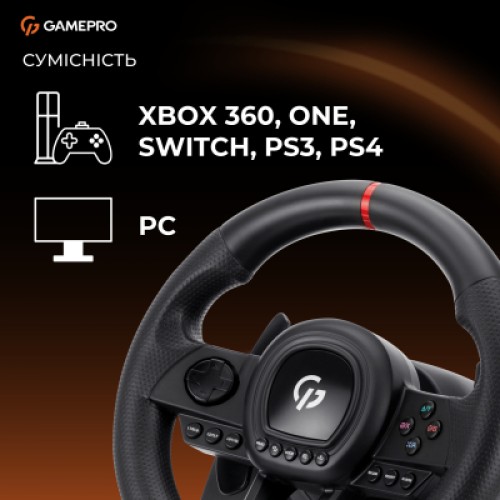 Руль GamePro RW038PM з педалями та коробкою передач PC/XBOX360/XBOXONE/SWITCH/PS3/PS4 (RW038PM) Руль GamePro RW038PM з педалями та коробкою передач PC/XBOX360/XBOXONE/SWITCH/PS3/PS4 (RW038PM)