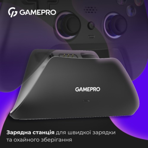 Геймпад GamePro із зарядною станцією 2.4G/BT 5.1/USB (Switch/PS/PC/iOS/Android) RGB Black (GPS20BDOC) Геймпад GamePro із зарядною станцією 2.4G/BT 5.1/USB (Switch/PS/PC/iOS/Android) RGB Black (GPS20BDOC)
