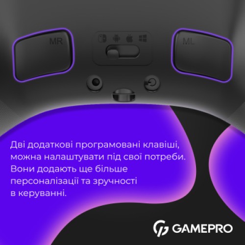 Геймпад GamePro із зарядною станцією BT 5.3/USB/2.4 ГГц (Switch/PC/iOS/Android) RGB Black (GPX13BDOC) Геймпад GamePro із зарядною станцією BT 5.3/USB/2.4 ГГц (Switch/PC/iOS/Android) RGB Black (GPX13BDOC)