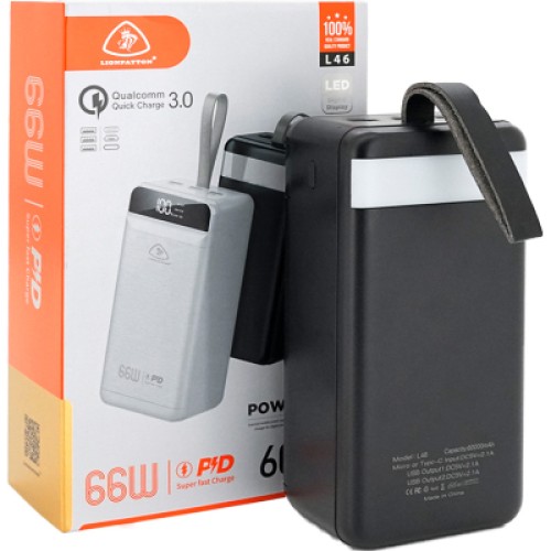 Батарея универсальная LIONPATTON 60000mAh, QC3.0, MicroUSB, Type-C, Lighting, USB, Black (L46 / 34004) Батарея универсальная LIONPATTON 60000mAh, QC3.0, MicroUSB, Type-C, Lighting, USB, Black (L46 / 34004)