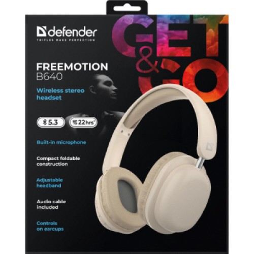 Наушники Defender FreeMotion B640 Bluetooth Beige (63642)