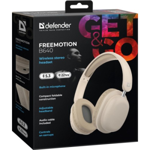 Наушники Defender FreeMotion B640 Bluetooth Beige (63642)