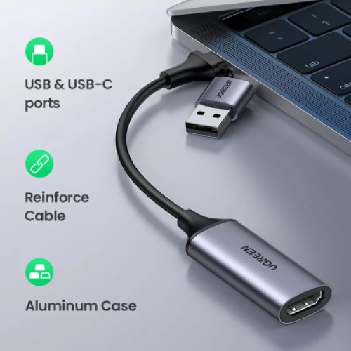 Переходник USB/USB-C to HDMI 4K/60Hz UGREEN (40189)