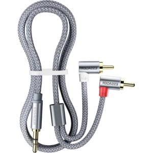 Кабель мультимедійний 3.5mm M to 2xRCA M 5.0m 90° corner Essager (EYPWT-MYD0G-P)