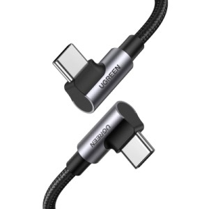 Дата кабель USB-C to USB-C 1.0m 100W (20V/5A) 90° corner braided black UGREEN (70696)