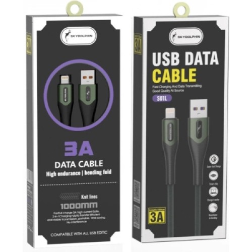 Дата кабель USB 2.0 AM to Lightning 1.0m 3A braided dark green SkyDolphin (USB-000580) Дата кабель USB 2.0 AM to Lightning 1.0m 3A braided dark green SkyDolphin (USB-000580)