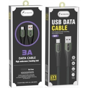 Дата кабель USB 2.0 AM to USB-C 1.0m 3A braided dark green SkyDolphin (USB-000582)