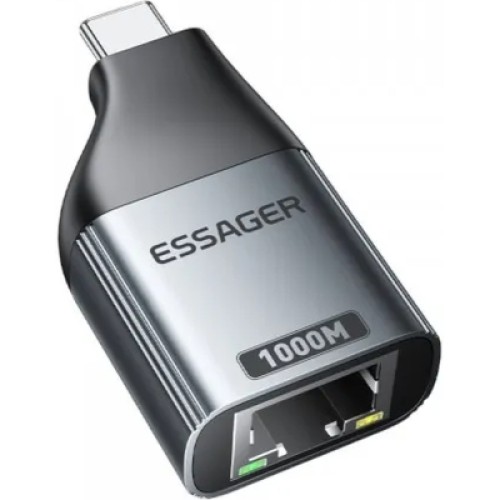 Переходник USB-C to RJ45 1000Mbps Essager (EZJRJK-MJ0G-P) Переходник USB-C to RJ45 1000Mbps Essager (EZJRJK-MJ0G-P)