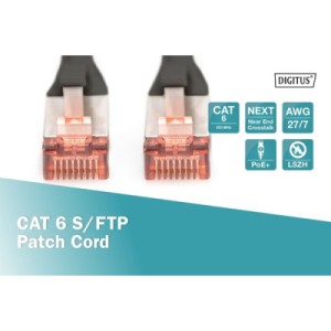 Патч-корд 10м, CAT 6 S-FTP, AWG 27/7, LSZH, black Digitus (DK-1644-100/BL)