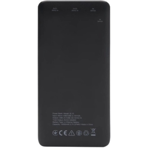 Батарея универсальная GEAR 10000mAh, 10W, USB-TypeC, 2*USB-A, Micro-USB, black (SL10)