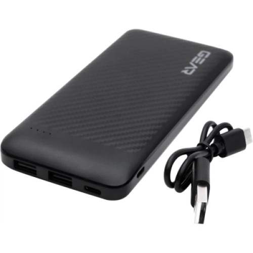 Батарея универсальная GEAR 10000mAh, 10W, USB-TypeC, 2*USB-A, Micro-USB, black (SL10)
