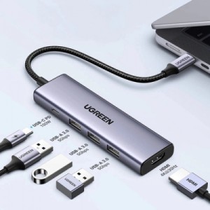 Порт-реплікатор UGREEN Dock CM511 5in1 USB3.1 Type-C --> HDMI 60Hz/3xUSB-А 3.0/Type-C/PD 100W (15597)