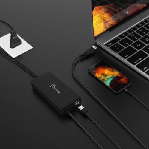 Блок питания к ноутбуку J5create USB-C/PD/90W, USB-A/10W (JUP2290C-EN)