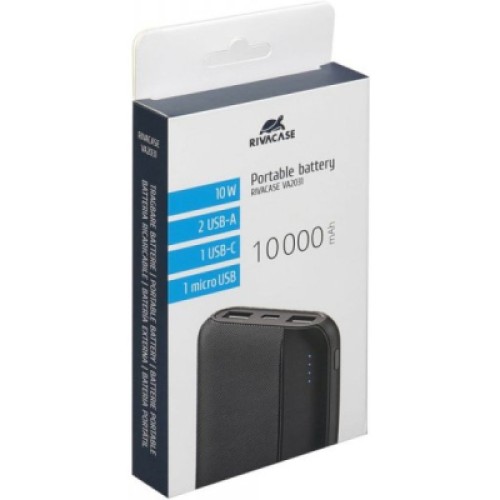 Батарея универсальная RivaCase 10000mA, 10W, black (VA2031)