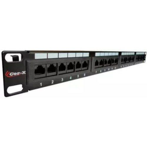 Патч-панель 19" 1U 24хRJ45 cat.5e, IDC/110 type Cor-X (PP-19/1-24-8P8C-C5)