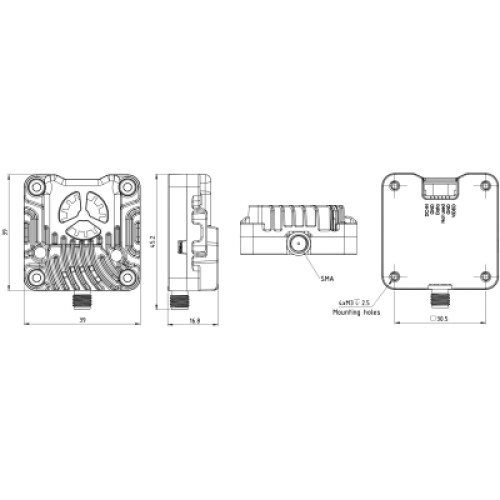 Видеопередатчик (VTX) DEC1 D1 2.5W 5.8GHz L,X,S Band 64CH SMA (000008788)