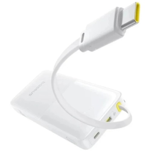 Батарея универсальная Baseus Bipow 2 Digital Display 10000mAh 20W with Built-in USB-C Cable White (P10077101213-00)