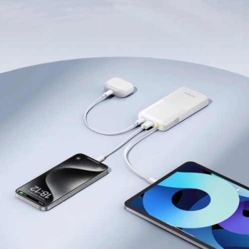 Батарея универсальная Baseus Bipow 2 Digital Display 10000mAh 20W with Built-in USB-C Cable White (P10077101213-00)