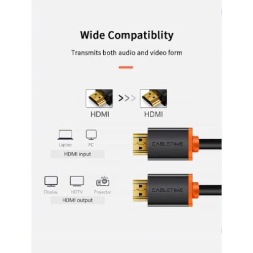 Кабель мультимедийный HDMI M to HDMI M 1.0m V2.0 4K60Hz Cabletime (CA915293)