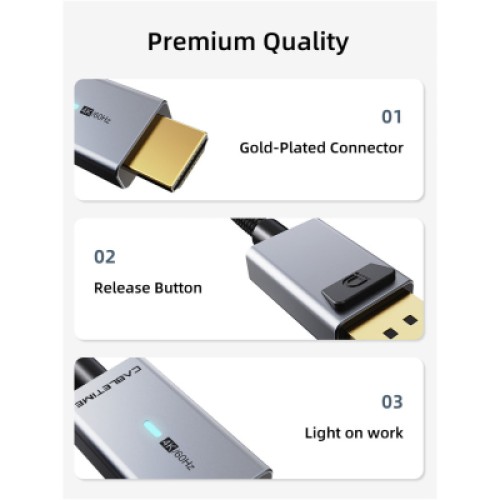 Кабель мультимедийный DisplayPort M to HDMI M 3.0m 4K60Hz Cabletime (CA915330) Кабель мультимедийный DisplayPort M to HDMI M 3.0m 4K60Hz Cabletime (CA915330)