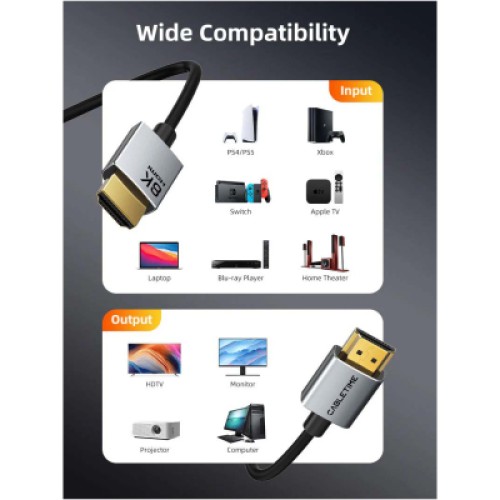 Кабель мультимедийный HDMI M to HDMI M 2.0m V2.1 8K60Hz Cabletime (CA915910) Кабель мультимедийный HDMI M to HDMI M 2.0m V2.1 8K60Hz Cabletime (CA915910)