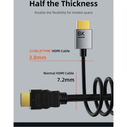 Кабель мультимедийный HDMI M to HDMI M 2.0m V2.1 8K60Hz Cabletime (CA915910) Кабель мультимедийный HDMI M to HDMI M 2.0m V2.1 8K60Hz Cabletime (CA915910)