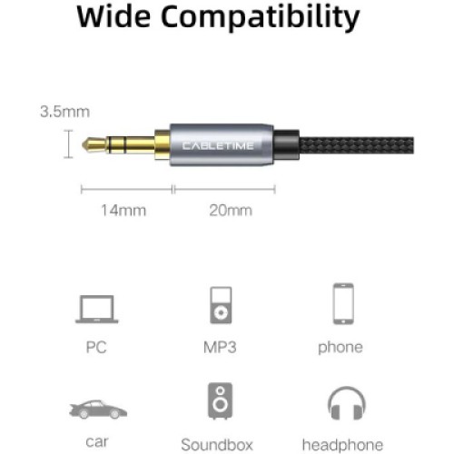Кабель мультимедийный 3.5mm M to 3.5mm F 3.0m Cabletime (CA915255)