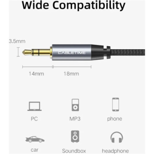 Кабель мультимедийный 3.5mm M to 3.5mm M 1.8m Cabletime (CA915262)