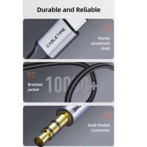 Кабель мультимедійний USB-C to 3.5mm M 1.0m Cabletime (CA915767)