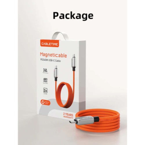 Дата кабель USB-C to USB-C 2.0m PD240W magnetic Cabletime (CA915729) Дата кабель USB-C to USB-C 2.0m PD240W magnetic Cabletime (CA915729)
