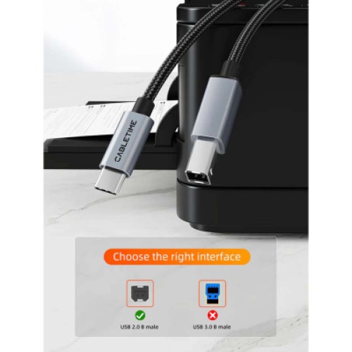 Кабель для принтера USB-C 2.0 to BM 2.0m Cabletime (CA915774)