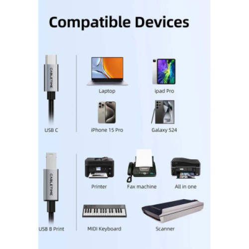 Кабель для принтера USB-C 2.0 to BM 2.0m Cabletime (CA915774)