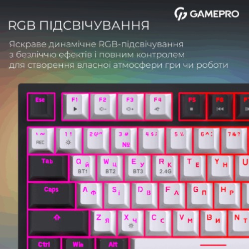 Клавиатура GamePro Asgard Valhalla Pro MK160B-D-Pro Rainy Switch Wireless/Bluetooth/USB UA Black (MK160B-D-Pro)