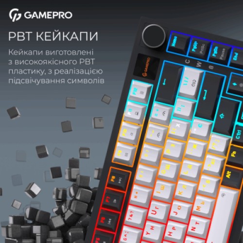 Клавиатура GamePro Asgard Valhalla Pro MK160B-D-Pro Rainy Switch Wireless/Bluetooth/USB UA Black (MK160B-D-Pro)