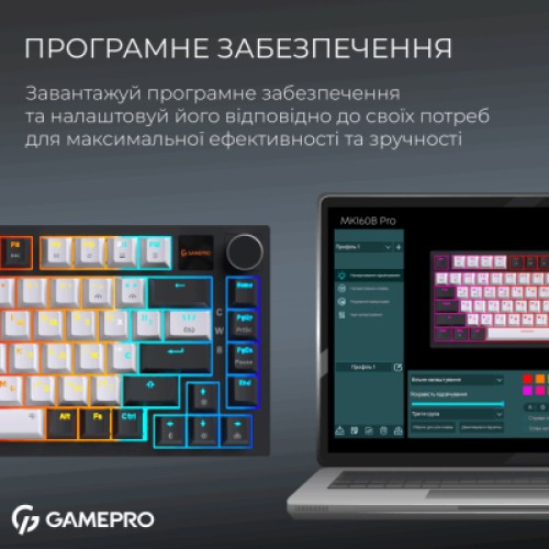 Клавиатура GamePro Asgard Valhalla Pro MK160B-D-Pro Rainy Switch Wireless/Bluetooth/USB UA Black (MK160B-D-Pro)