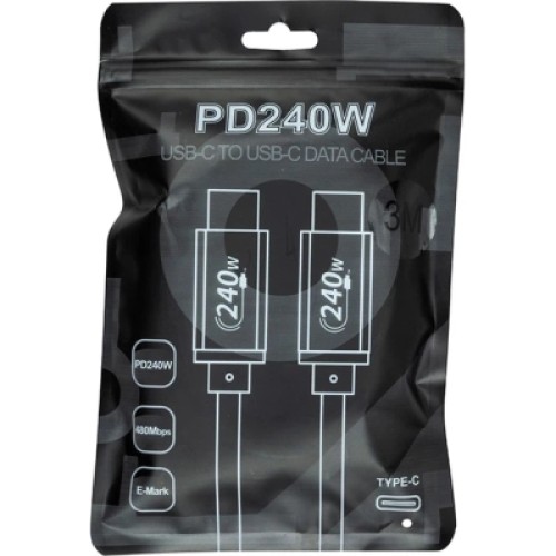 Дата кабель USB-C to USB-C 3.0m PD240W black San Guan (CA914128) Дата кабель USB-C to USB-C 3.0m PD240W black San Guan (CA914128)