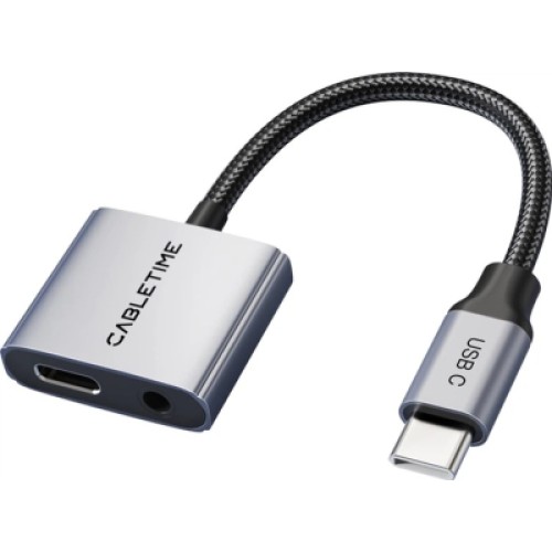 Переходник USB-C M to 3.5mm F + USB-C F PD60W Cabletime (CA915750) Переходник USB-C M to 3.5mm F + USB-C F PD60W Cabletime (CA915750)
