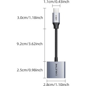 Переходник USB-C M to USB-C F Audio + USB-C F PD60W Cabletime (CA915781)