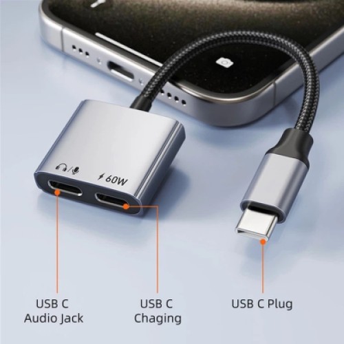 Переходник USB-C M to USB-C F Audio + USB-C F PD60W Cabletime (CA915781) Переходник USB-C M to USB-C F Audio + USB-C F PD60W Cabletime (CA915781)