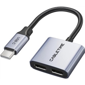 Переходник USB-C M to USB-C F Audio + USB-C F PD60W Cabletime (CA915781)