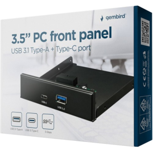 Концентратор Gembird 3.5" front panel USB 3.1 + USB-C black (FDI3-U3C-01) Концентратор Gembird 3.5" front panel USB 3.1 + USB-C black (FDI3-U3C-01)