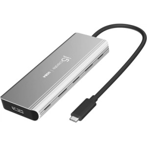 Концентратор J5create USB-C 7-in-1 USB 3.2 + USB-C PD + HDMI 4K + DisplayPort + SD/TF gray (JCD401-N)