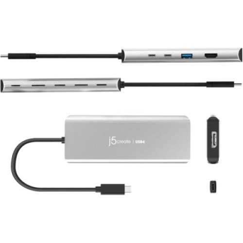 Концентратор J5create USB-C 7-in-1 USB 3.2 + USB-C PD + HDMI 4K + DisplayPort + SD/TF gray (JCD401-N)