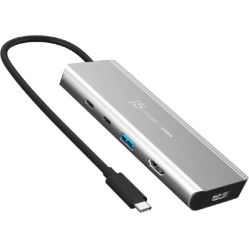 Концентратор J5create USB-C 7-in-1 USB 3.2 + USB-C PD + HDMI 4K + DisplayPort + SD/TF gray (JCD401-N)