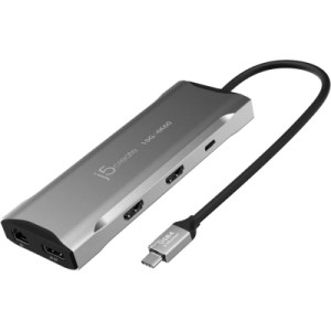 Концентратор J5create USB-C 9-in-1 2xUSB 3.2 + 2xUSB-C PD + 2xHDMI 4K + DisplayPort + SD/TF + RJ45 1000Mbps gray (JCD397-N)