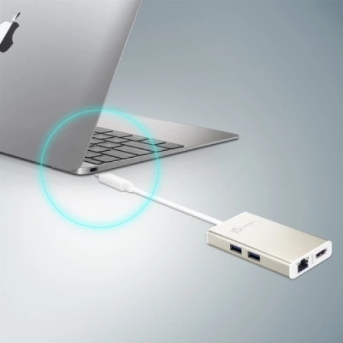 Концентратор J5create USB-C 5-in-1 2xUSB 3.0 + HDMI 4K + USB-C PD + RJ45 1000Mbps gray (JCA374-N)