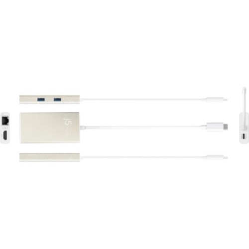 Концентратор J5create USB-C 5-in-1 2xUSB 3.0 + HDMI 4K + USB-C PD + RJ45 1000Mbps gray (JCA374-N)